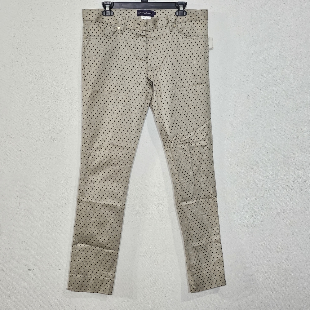 Metradamo Beige Pants with Black Polka Dots Sz 48